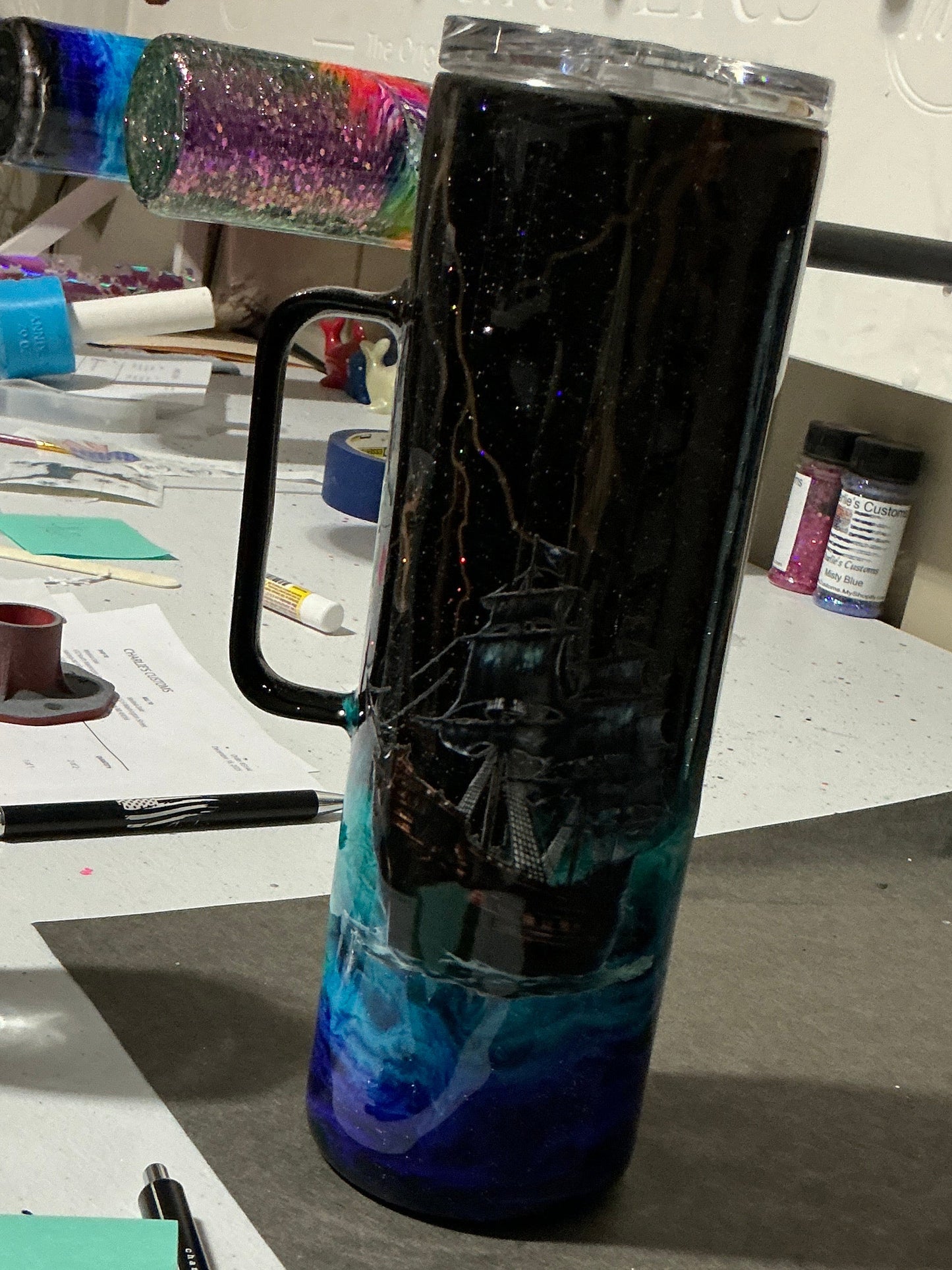 #52 30oz skinny with handle beachlover