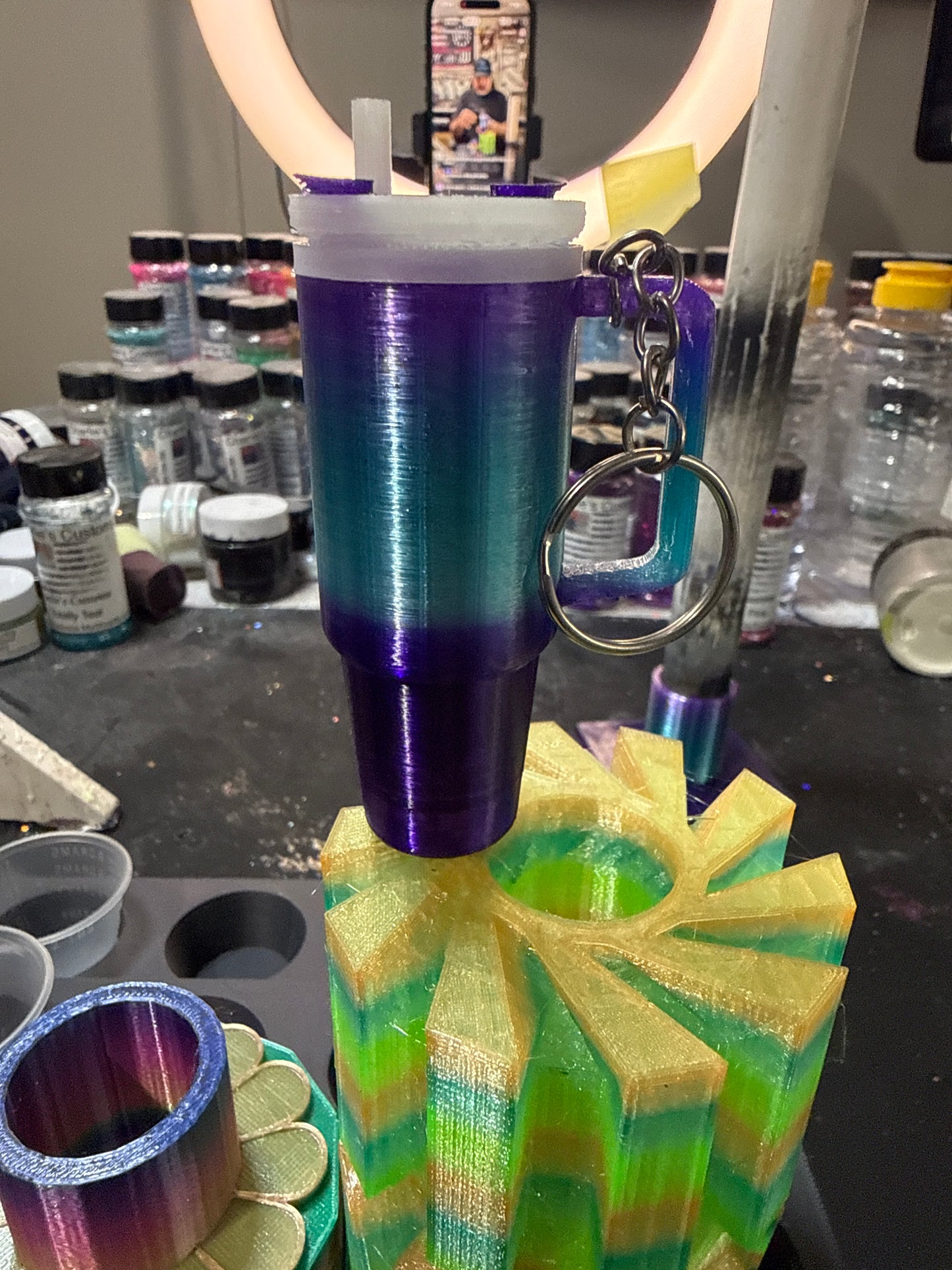 Mini tumbler/ chapstick holder keychain