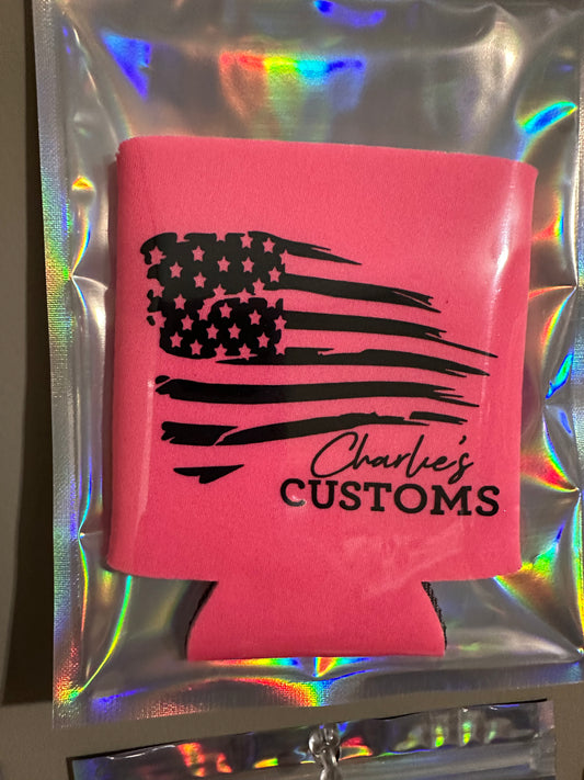 Neon pink Koozie